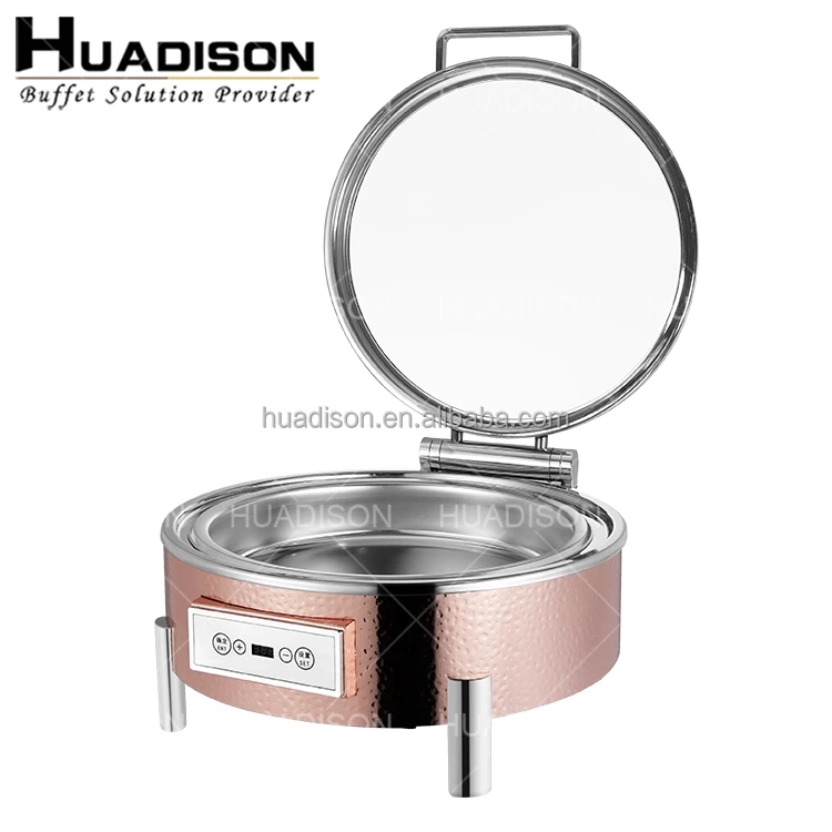Huadison arabic hotel buffet chafing dish electric heater rose gold chafing dish buffet set luxury