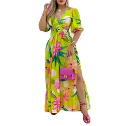in bulk backless dress hollow printed floral clothes fashion girl summer 2022
