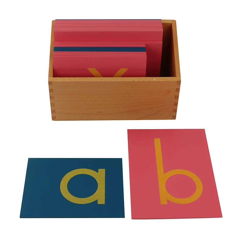 LA002 Kids Wooden Educational Children Language Toy Lower Case Sandpaper Letters Box Montessori