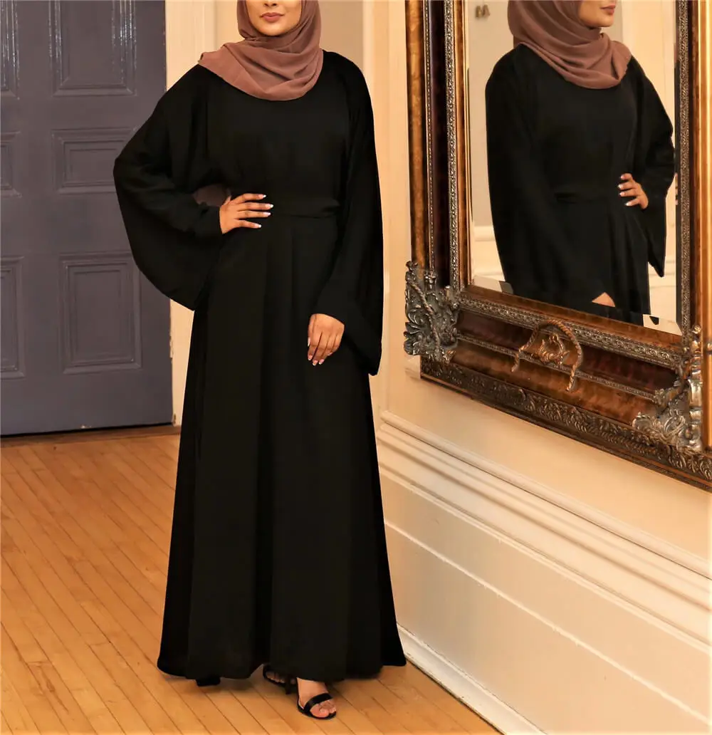 Eid Abaya Dubai Turkey Modest Kaftan Islamic Muslim Clothing Solid Islamic Long Wearing Belt Nida Dress Women Dubai Abaya