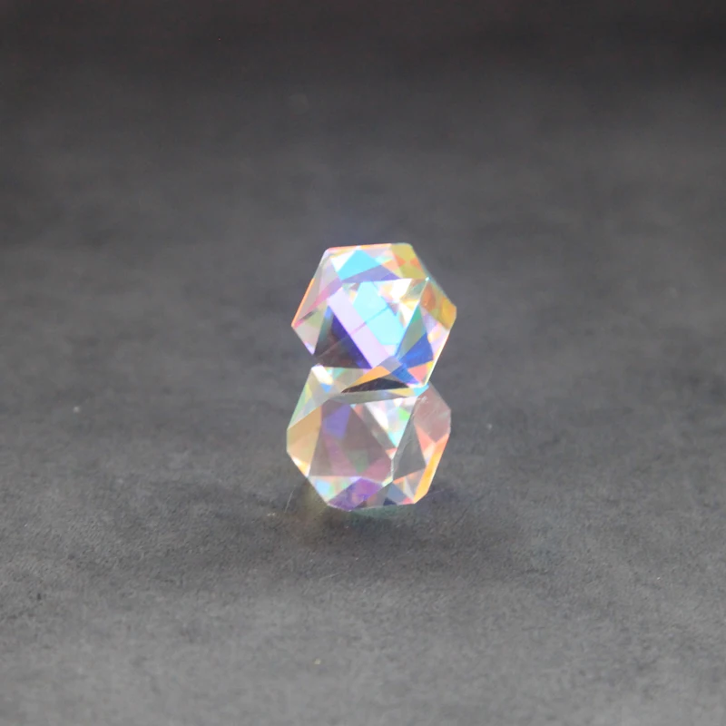 Custom colorful glass crystal crafts prism beam splitter x cube prism for stage lamp