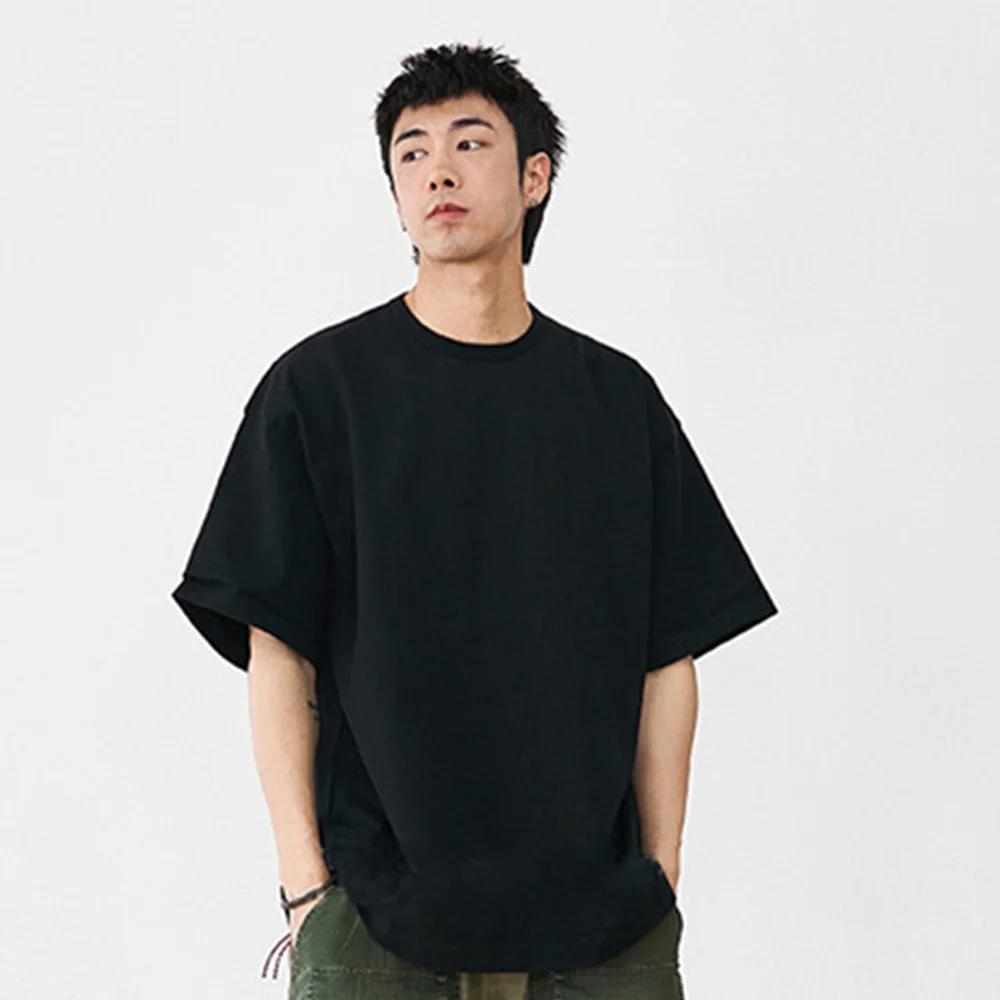 Wholesale clothing printed T-shirt Custom printed loose red rope solid color base shirt 280g T-shirt for men 100% cotton