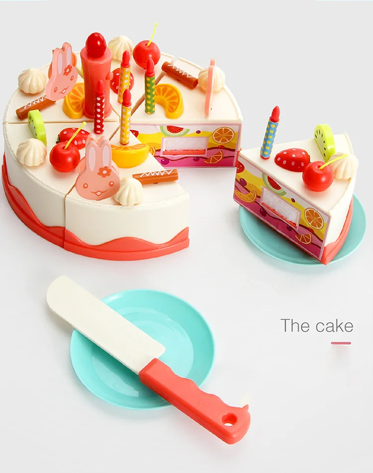DIY other Educational Toys Birthday Pretended Cutting Cake with Music and Candles for Kids