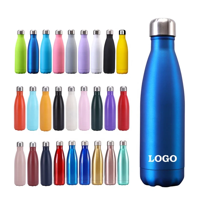 Factory Whosale Custom Logo 500ml Sports Water Bottles Cola Shaped Vacuum Insulated Stainless Steel Cola Water Bottles 750ml