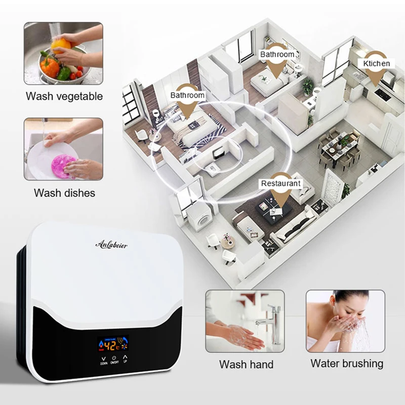 Luxury mini IPX4 designed 5.5KW tankless instant shower room hot water heater geyser on demand