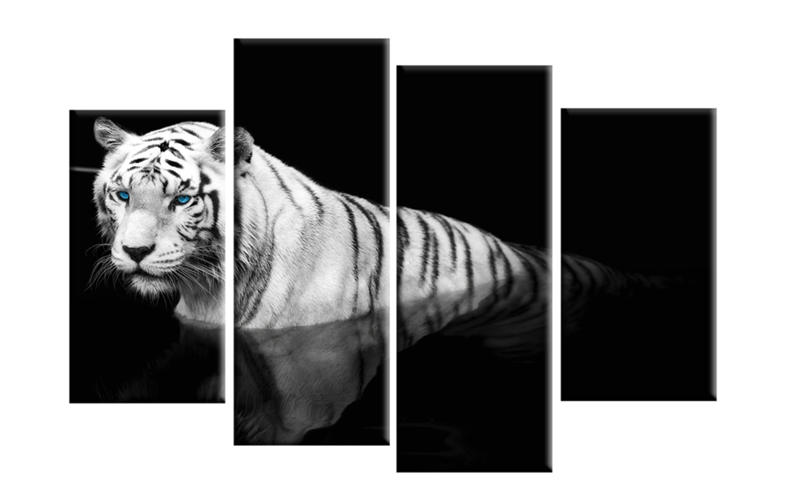 4 Panels Tiger landscape Print on Canvas Giclee Artwork for Modern Living Room Home Wall Art Decor