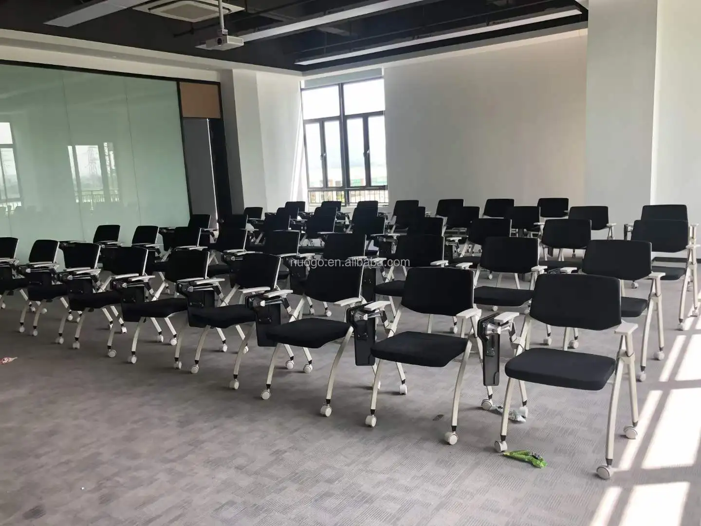 PP School folding seat classroom student training chair with writing table pad