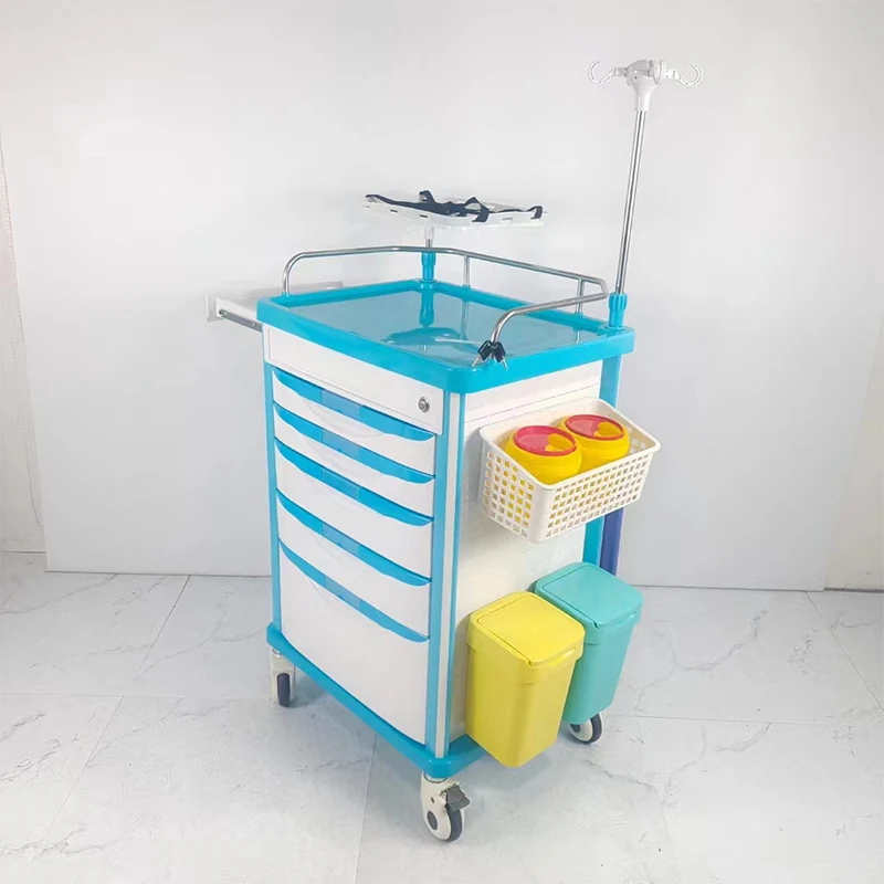 Hospital Medical Anesthesia Trolley Plastic ABS Anesthesia Cart with Competitive Price for Medical Crash Cart Use