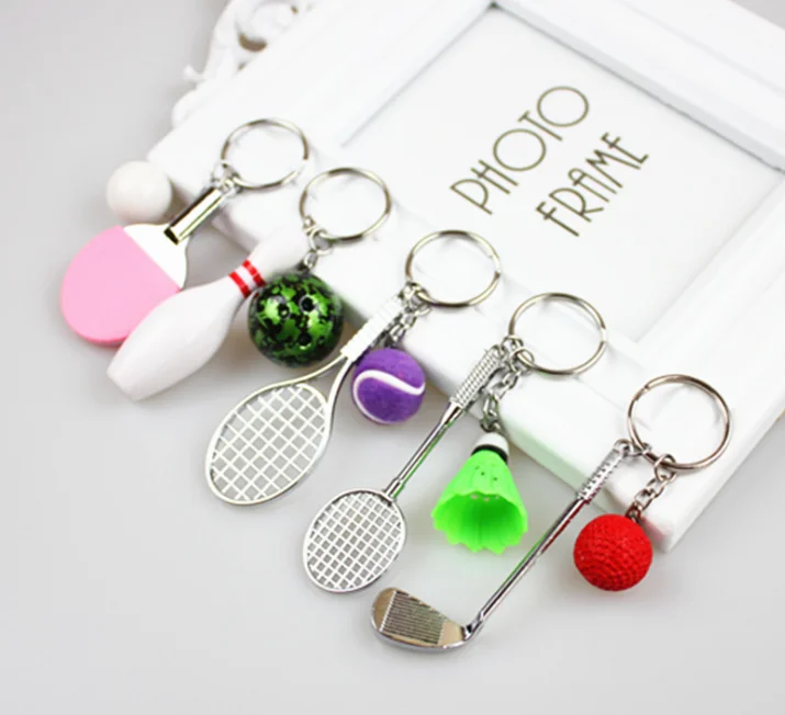 factory wholesale creative mini ball key chain sports metal key chain