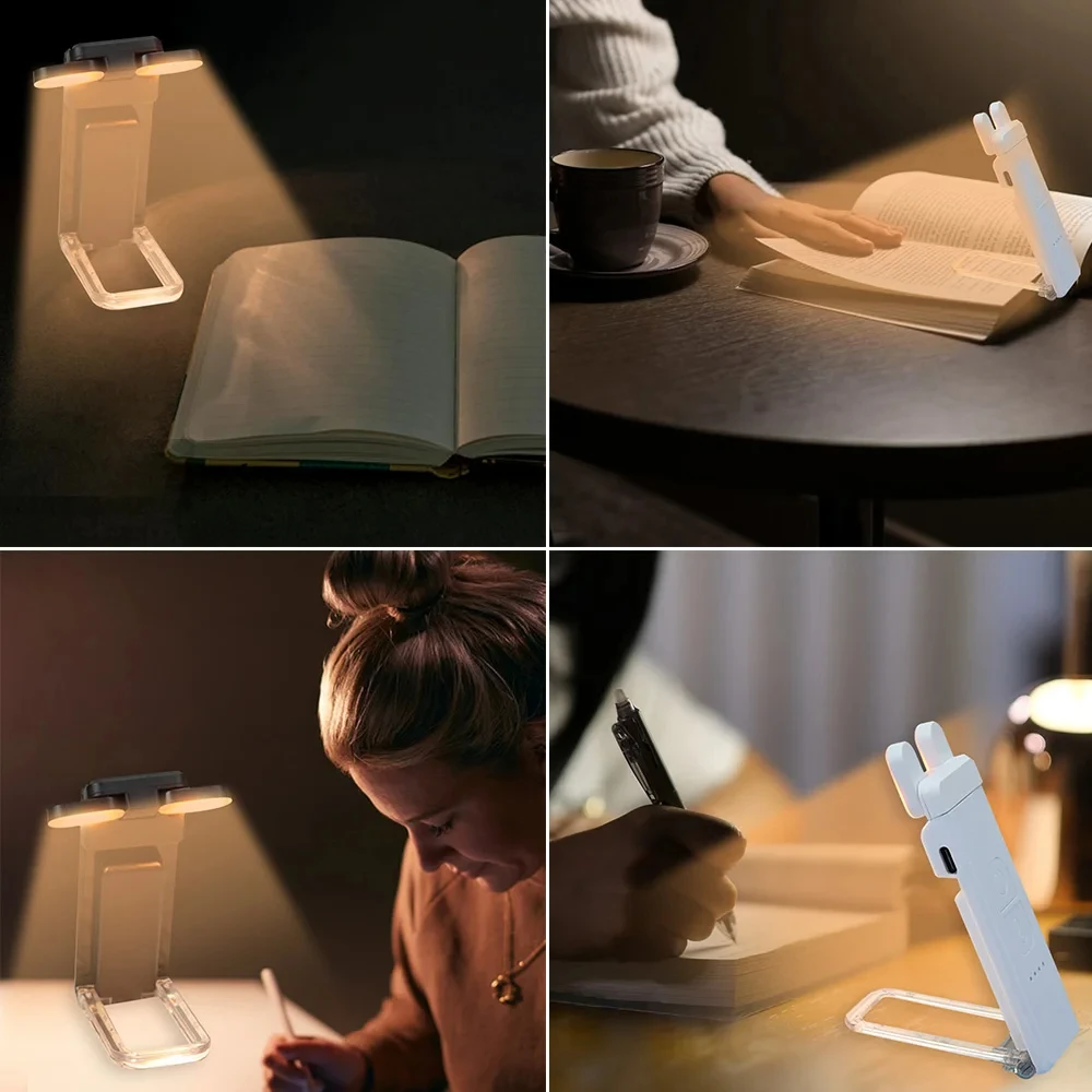 USB Rechargeable Mini LED Reading Lamp Portable Book Light Clip Foldable Design Modern Style Small Home Bedroom Living Room Use
