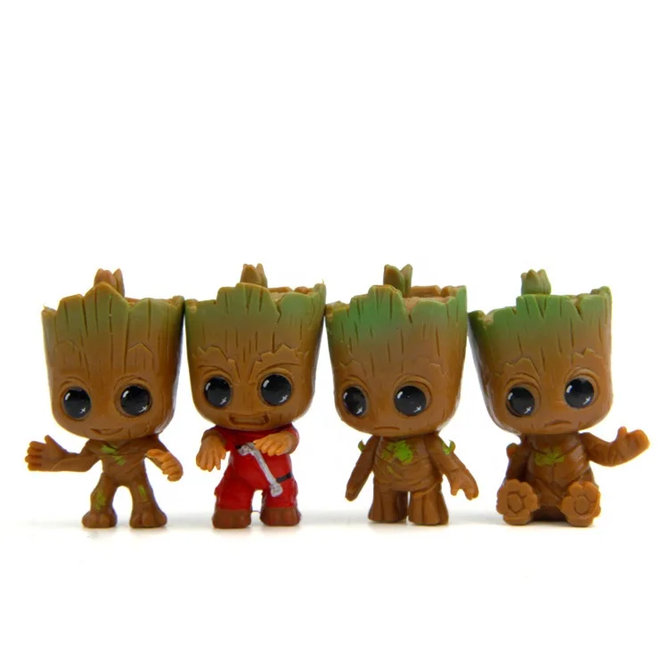 4pcs/set Groot PVC Action Figure Model Toys Vinyl Figurine Key Chain Collection Cute Doll Keychain Gift Wholesale