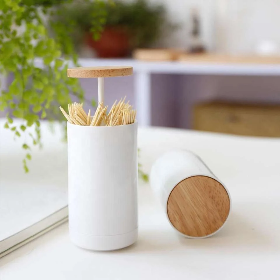 Simple Nordic Style Creative Automatic Wooden Plastic Toothpick Holders Toothpick Stand Toothpick Box Home Decoration