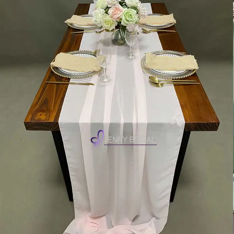 TR018 table runner wedding table runner embroidery chiffon fabric silk