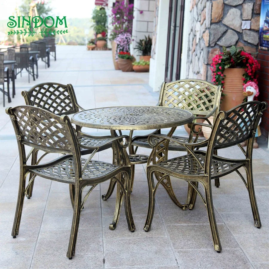Cast Aluminum Frame Outdoor Garden Patio Furniture Set Dining Table and Chairs