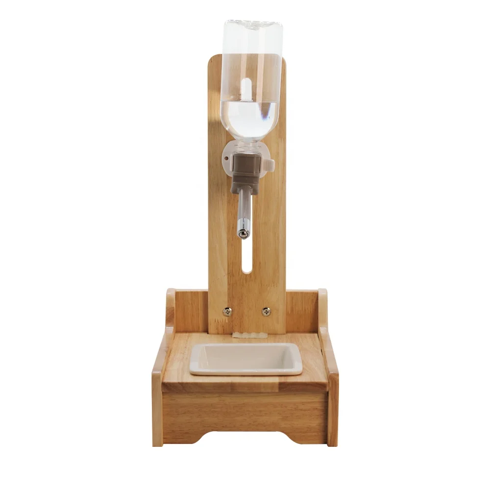 Wood Automatic and Adjustable Fountains pet Drinking Water dispenser cat Bowls Feeder
