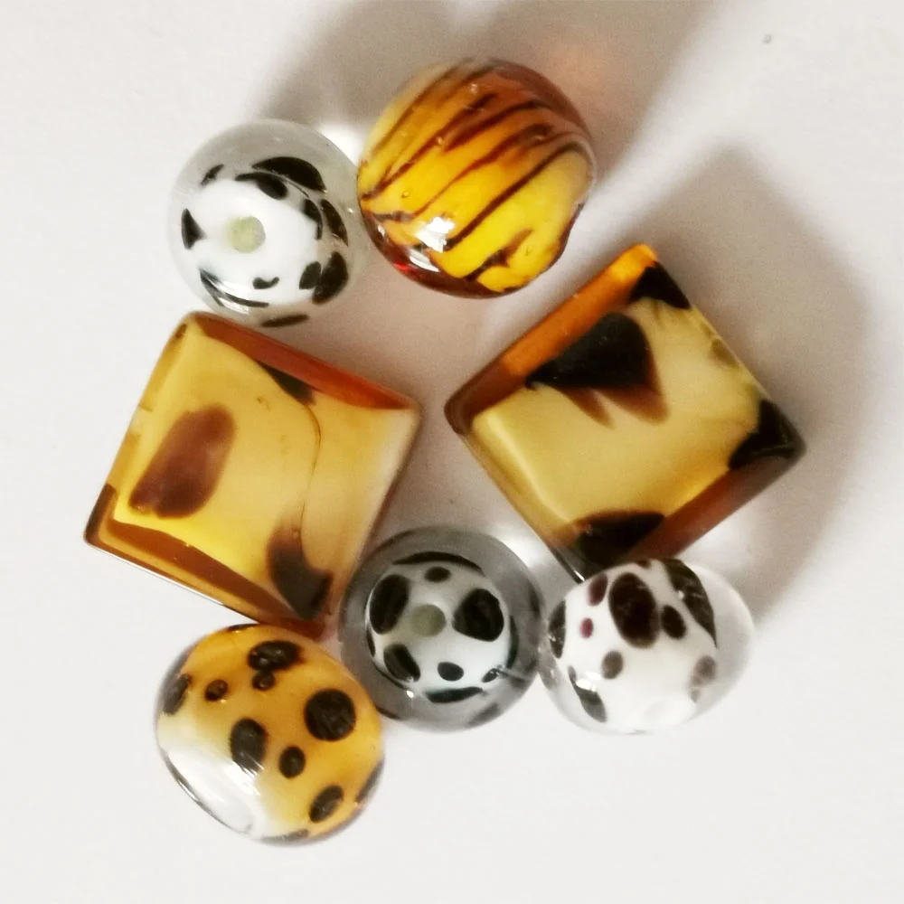 Wholesale Handmade mix shapes Lampwork Glass Animal Print Beads