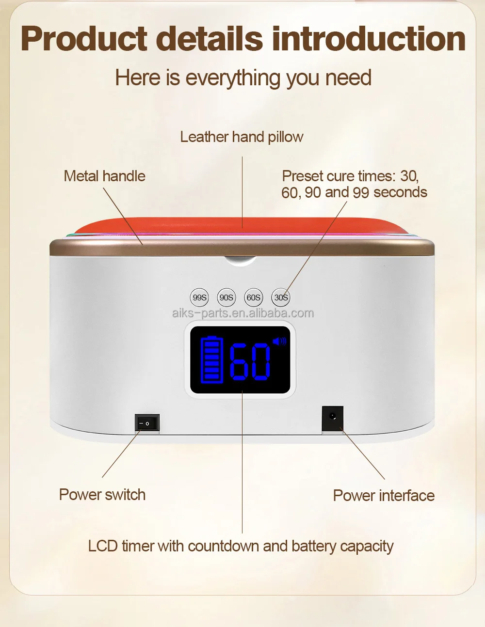 Rechargeable Cordless Led UV Nails Lamp Removable Battery 218w 30,000 mAh Long Lasting Rechargeable Dryer Powerful Nail Lamp