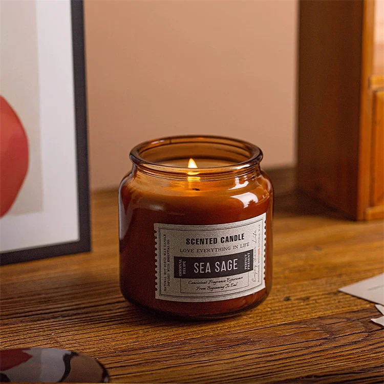 Aromatherapy Candle Tea Cup Brown Bottle Bedroom Sleep Gift Plant Essential Oil Hand Gift Soy Wax Aromatherapy Candle jar