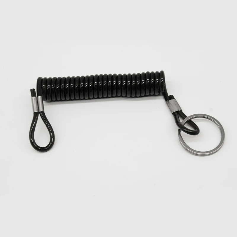 steel wire cable spring plastic tool lanyard coiled extention spiral cord tool tether tools security lanyard