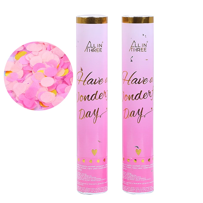 2022 New Design Pink Disposable Cylinder Confetti Cannon For Celebration Party
