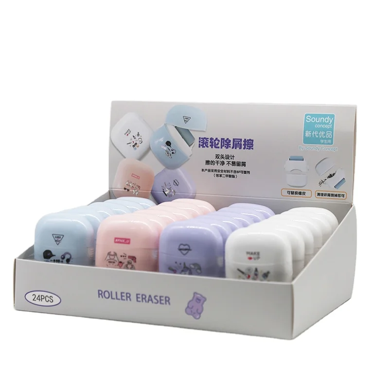 Custom Cute stationary  Cartoon Creativity Student Eraser Student Supplies Kawaii stationery big Roller Eraser for kid