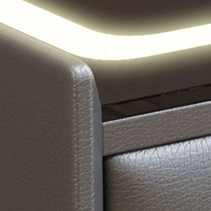 Luxury Home Wood USB Nightstand Minimalist Smart Furniture LED Bedside Table With Wireless Charging