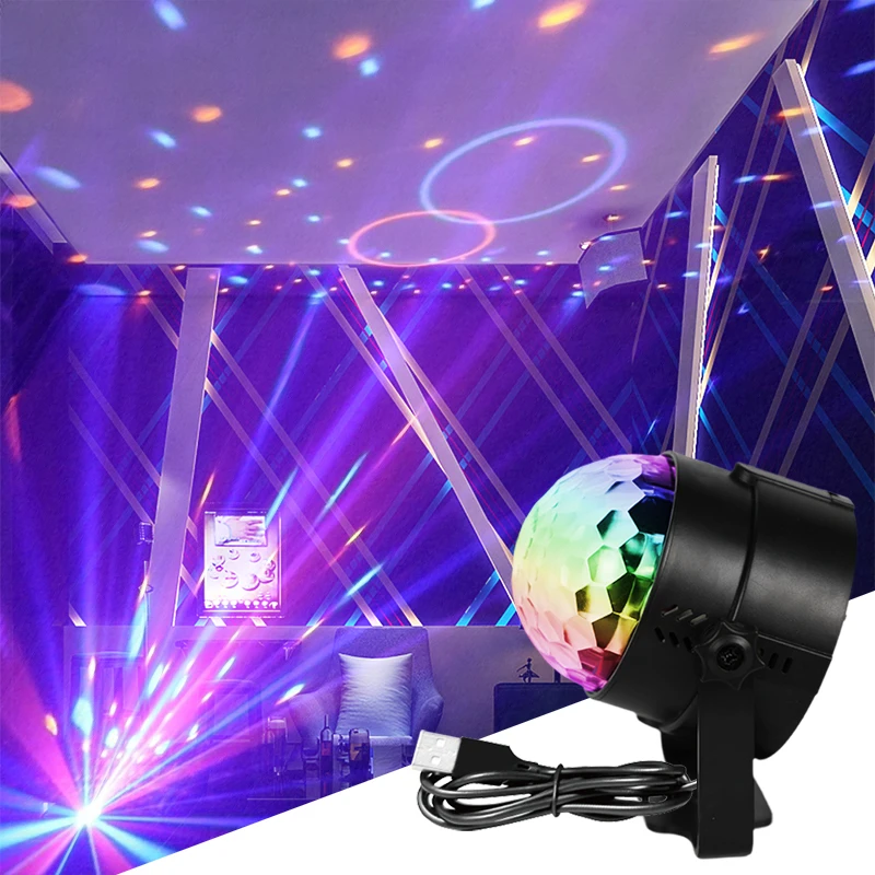 Фабричная 4-цветная светодиодная мини-лампа с волшебным шариком для DJ RGB стробоскопическое Освещение USB плагины дискотеки автомобиля ночного клуба вечеринки KTV-бар