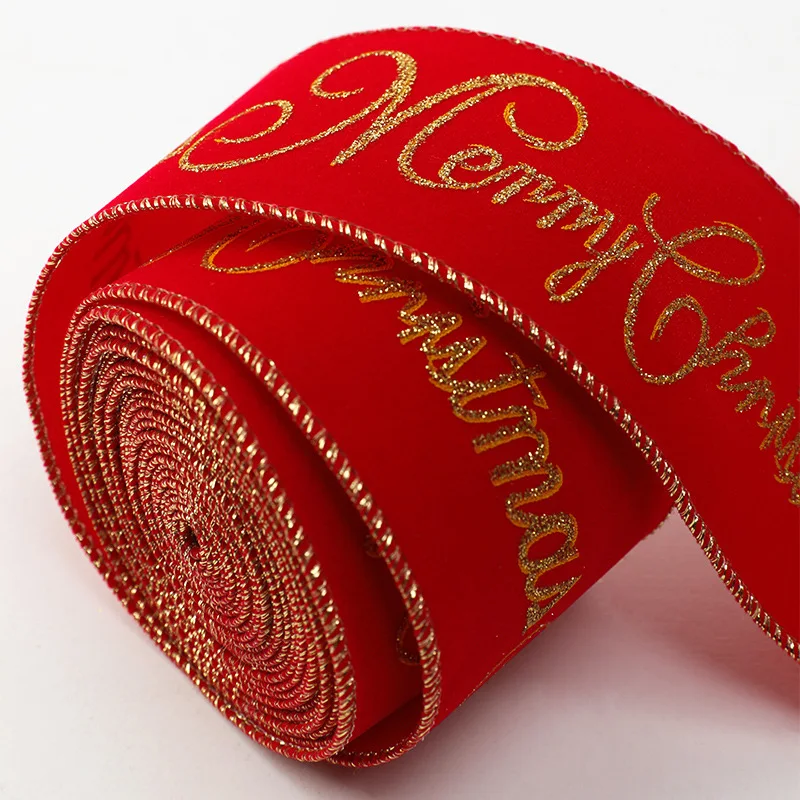 6.3cm Xmas Tree Decor Supplies Christmas Ribbon Wire Edge Handmade Christmas Ribbon Bow Red Christmas Ribbon Roll