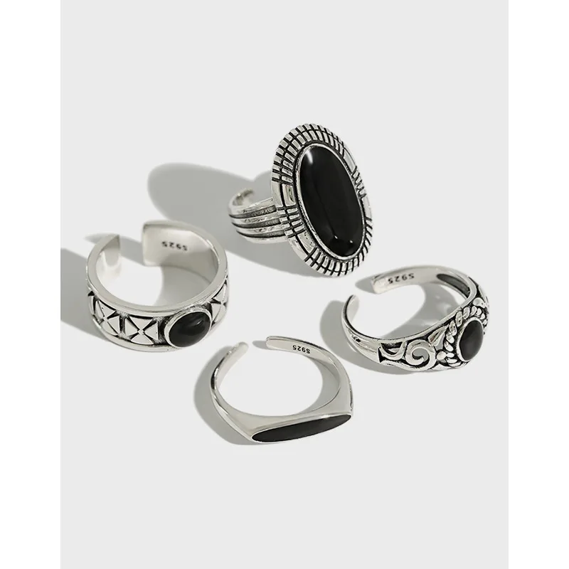 Designer Vintage Antique Silver Plated  925 Sterling Silver Dainty Women  Fine Jewelry Adjustable Finger  Ring