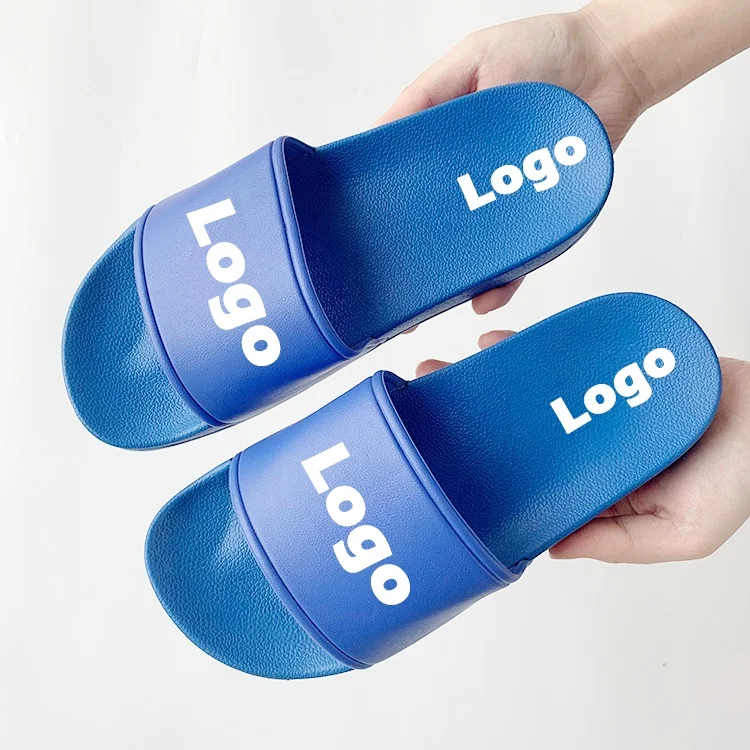 Promotional Plus Size South Africa Color Custom Logo Printed Outside Blank PVC Sandals Custom Slide Slippers
