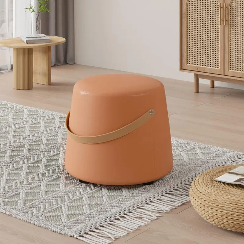 Modern Leather Stool for Living Room Bedroom Outdoor School  Babies and Kids Stools & Ottomans with handle