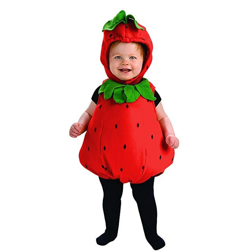 Halloween Baby Boy Girls Romper Fruit Party Cosplay Costume Birthday Gift Avocado Strawberry Velvet Jumpsuit Carnival Outfits