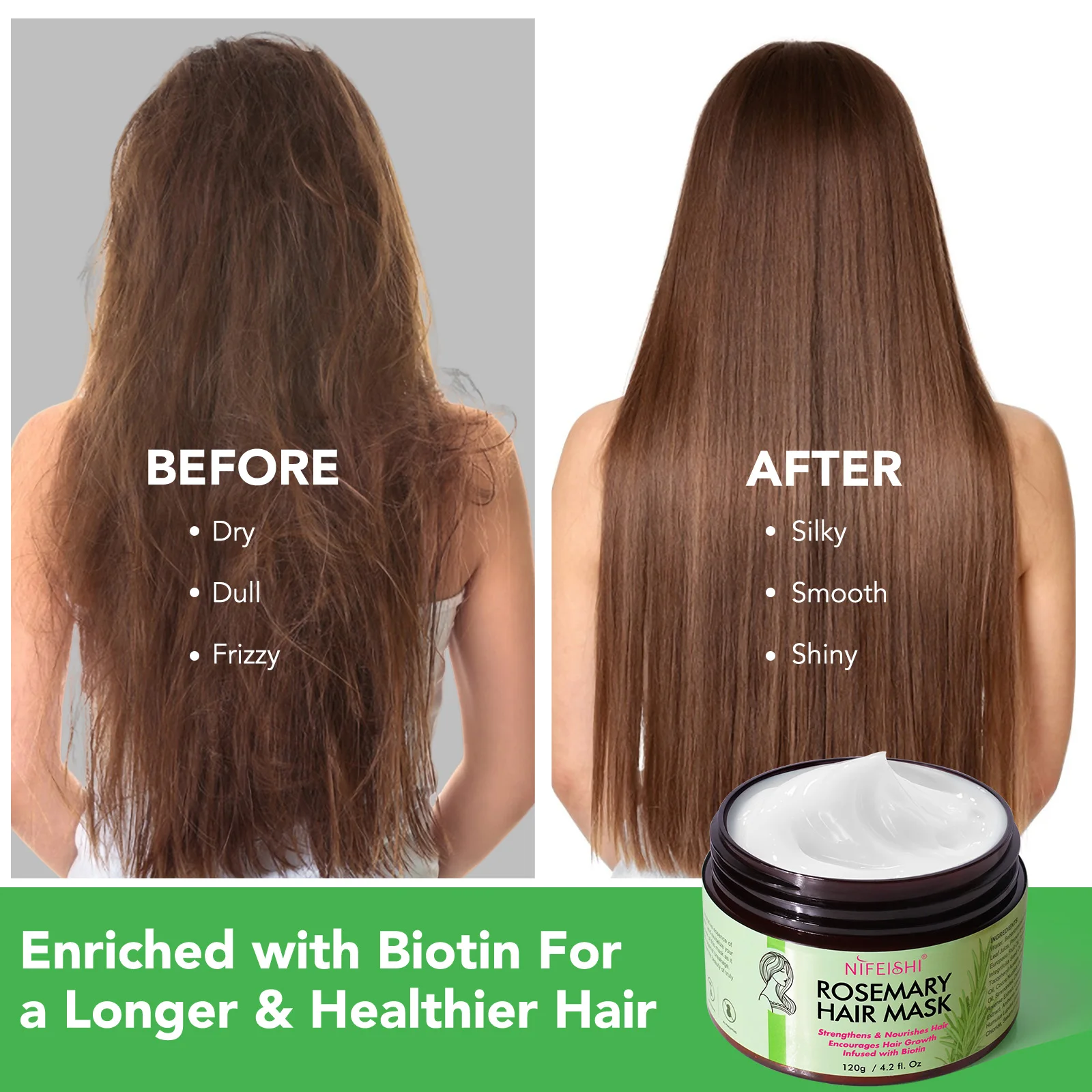NIFEISHI Private Label Natural Organic Vegan Keratin Collagen Rosemary Hair Mask for Damaged Hair Strengthens Nourishes