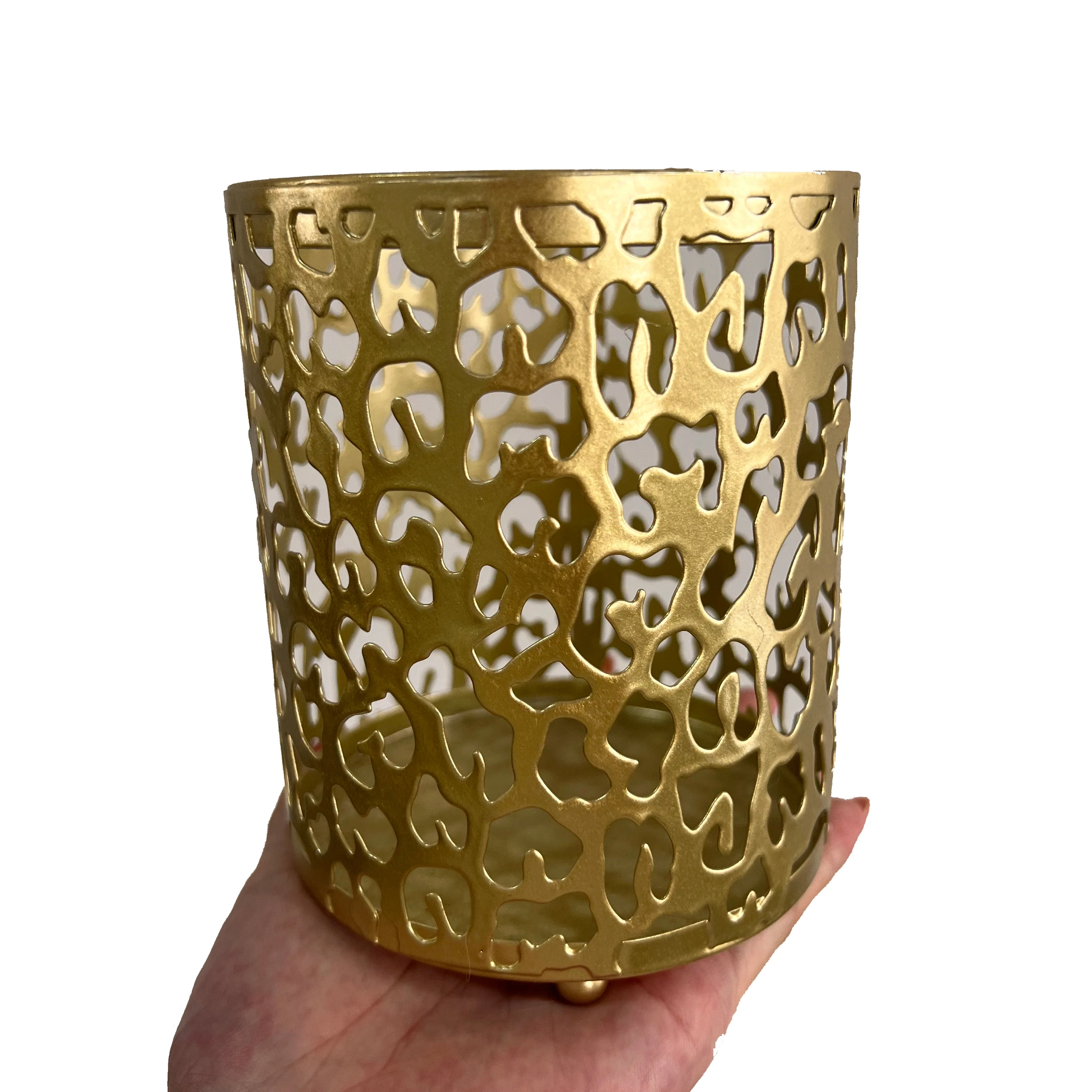 Wholesale pillar metal gold candle holder home decoration iron candle wick holder