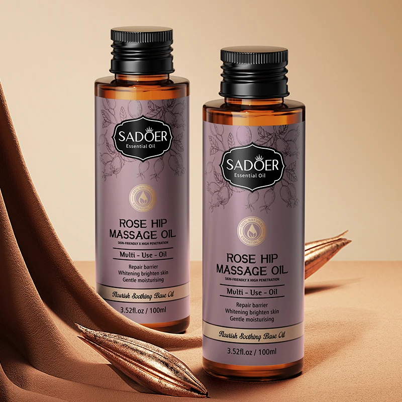 OEM SADOER Private Label Plant Fruit Massage Oil Skin Care Products Organic Rose Whitening Moisturizing Body Essential Oil