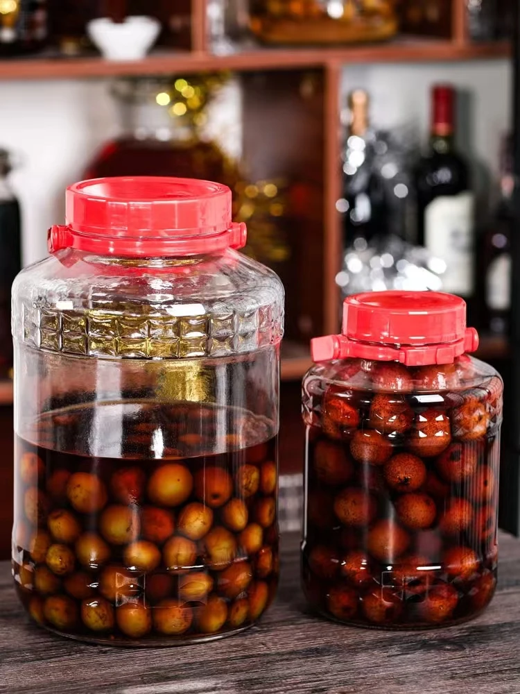 Wide Mouth 5 Gallon Glass Mason Plum Jar With Plastic Lid With Handle For Fermentation