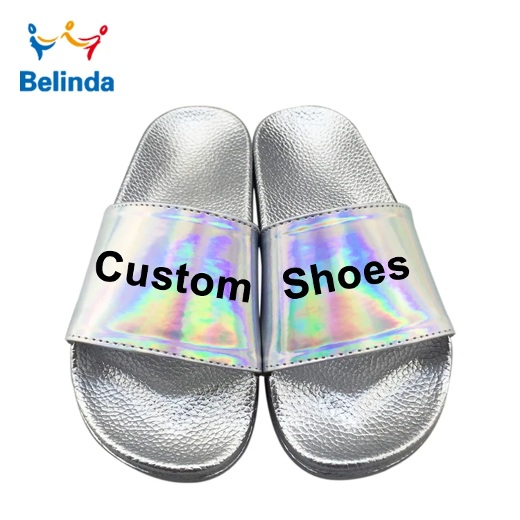 Ladies Slides Oem Women Shoes Design Print Logo Custom PU Slipper