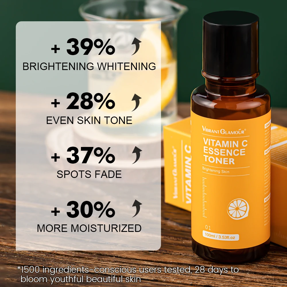 VIBRANT GLAMOUR VC Toner Whitening Fading Dark Spots dullness Moisturizing Shrink Pores face brighten Vitamin C face Toner 100ml