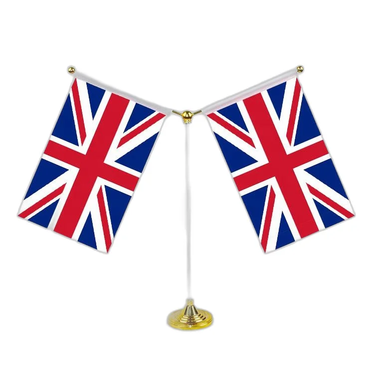 Wholesale Handheld Table Flag with Wooden Base Miniature Desktop Flagpole for Decoration Offering 2-6 Color Printing Graphics