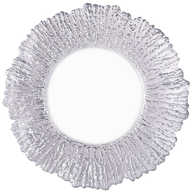 Custom clear glass silver lace charger plates wholesale for wedding Dinnerware set plate
