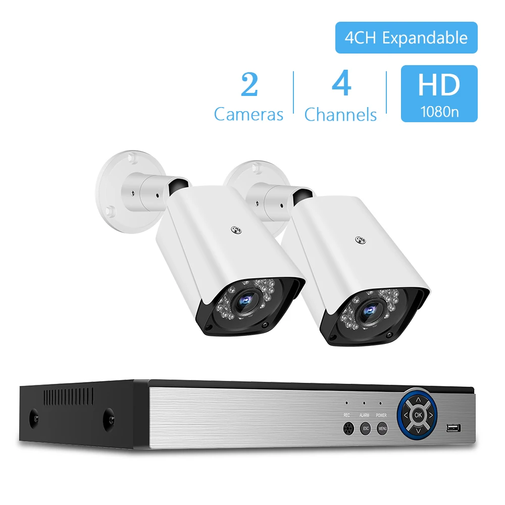  CVI TVI NVR HVR AHD 5-в-1 DVR 4CH рекордер CCTV 2 шт. 1080P видео камеры видеонаблюдения домашняя система