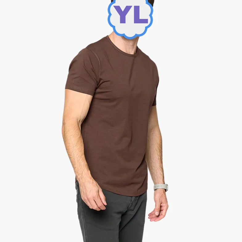 Custom Manufacturer Pima Cotton Curve Hem T Shirt Cotton Spandex Slim Fit Sports Wear Short Sleeve T Shirt Guangzhou Plain Tee