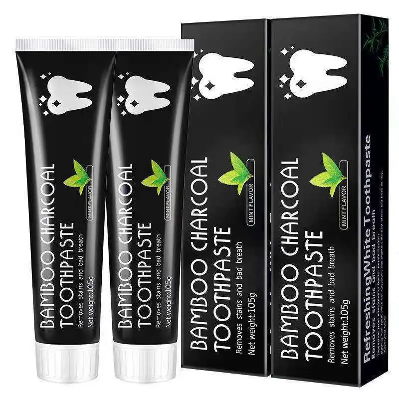 Hot Selling Natural Organic Non Peroxide Mint Flavor Black Bamboo Charcoal Teeth Whitening Toothpaste Private Label