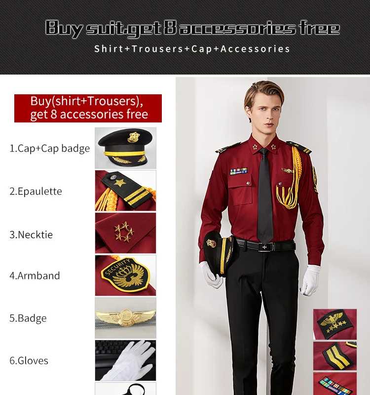 Male security guard uniform dress Safety clothing Uniform suit