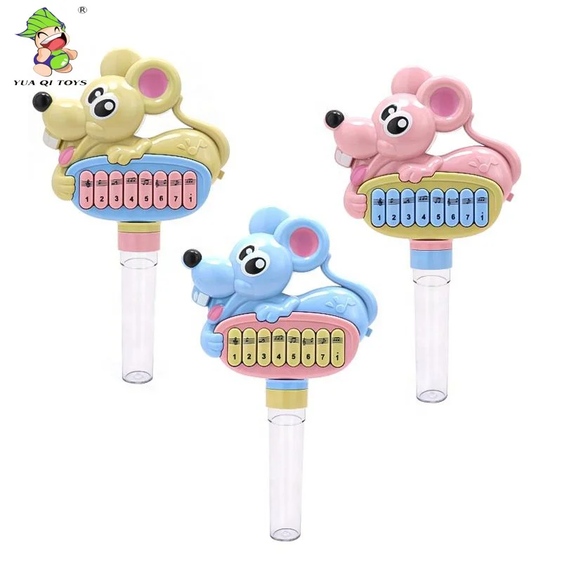 YQ Cartoon Plastic Animal Fun Mouse With Piano Early Educational Candy with toys For Kids