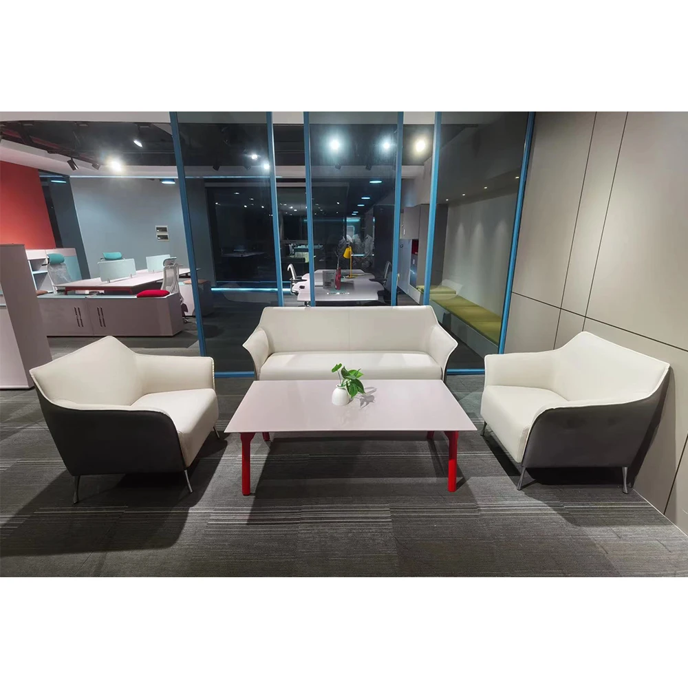 Hot-selling modern American style ins style cheap customizable office furniture office pu leather white office sofa