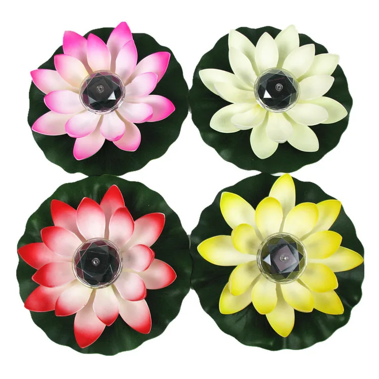 11.2 Inches Solar rechargeable Led Lotus Pool Water Lantern Eco-friendly Water  Floating  Lotus Wish Lantern