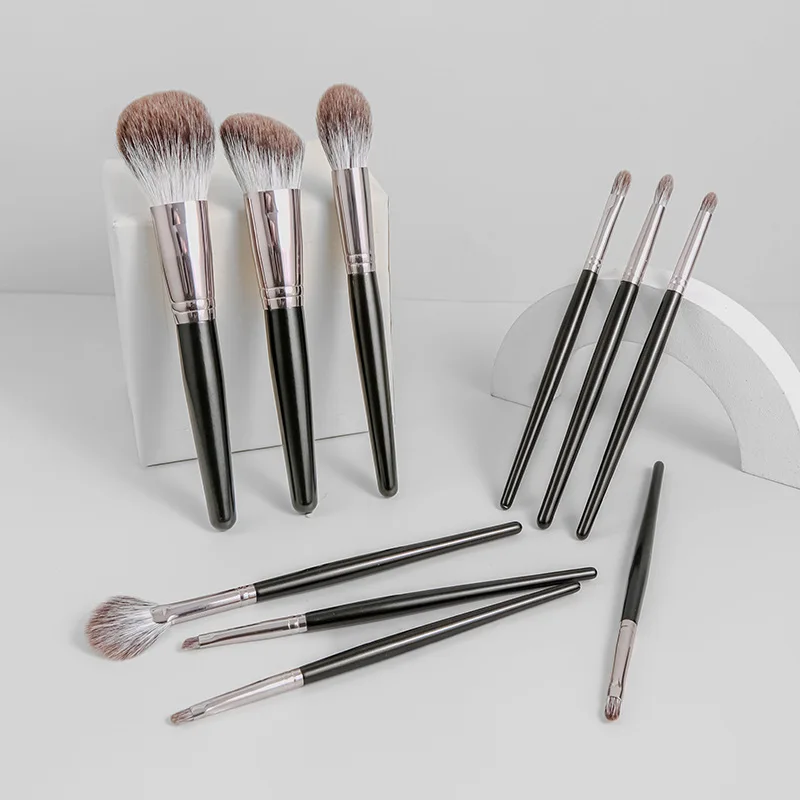 High End Cosmetic Brush Kit 10 PCS Luxury Snow Fox Hair Brush Bag Portable Makeup Brush Set
