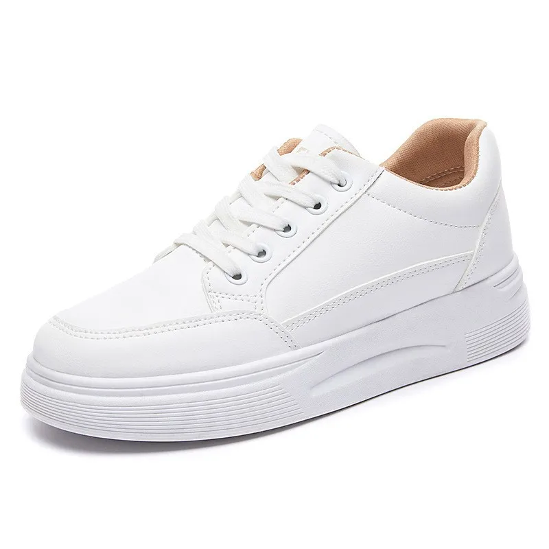 Thick soled small white shoes for women 2023 autumn new fashion white student round toe board shoes sports casual single shoes