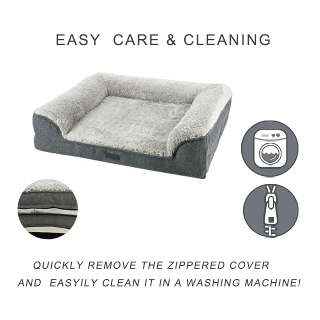 Luxury Orthopedic Pet Sofa Beds Self-Warming Foam and Memory Foam Large Size Breathable Solid Pattern for Jumbo Dogs